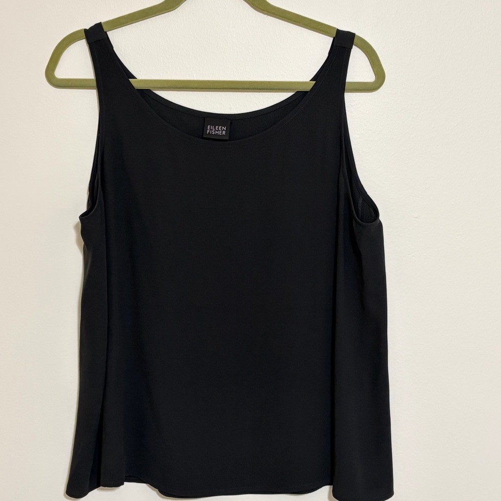 EUC Eileen Fisher Silk Black Tank Size L